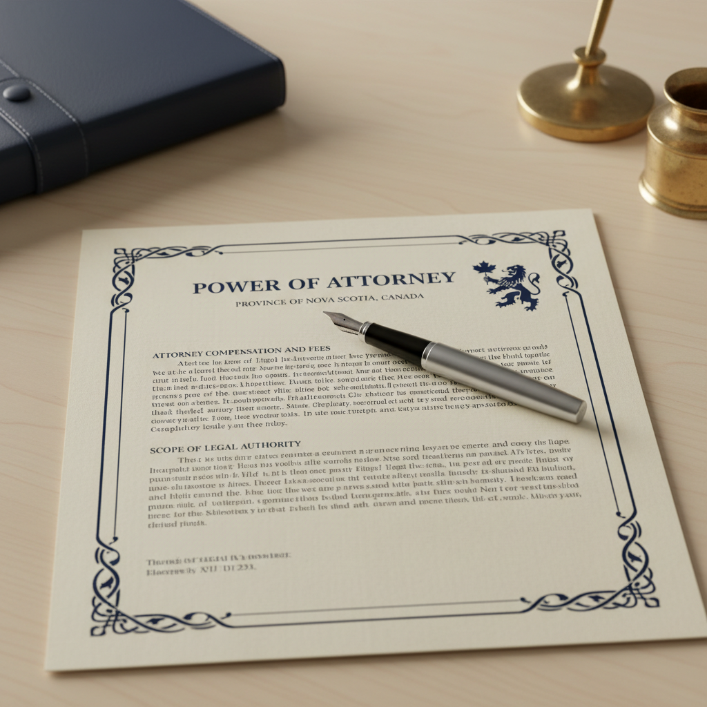 Power of attorney document — attorney compensation in Nova Scotia