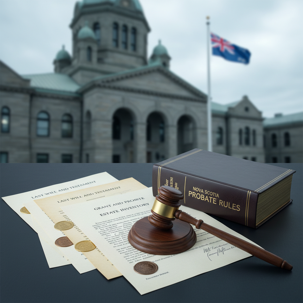 Nova Scotia probate court concept — legal documents and gavel