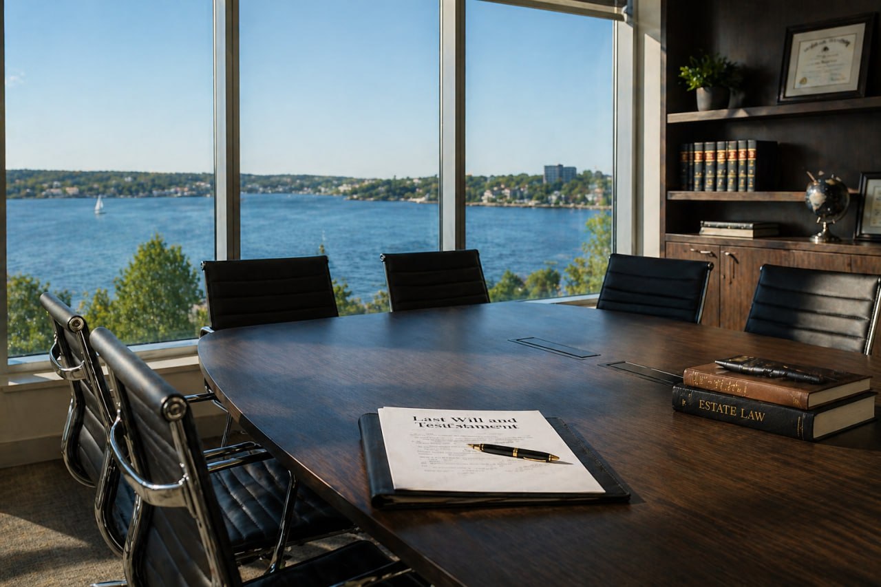 Boardroom overlooking Bedford Basin — Halifax notary public office, Worry Free Will & Notary